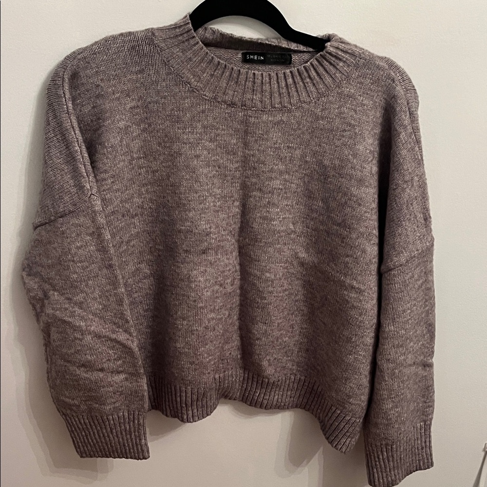 SHEIN Women's Taupe Crew Neck Sweater